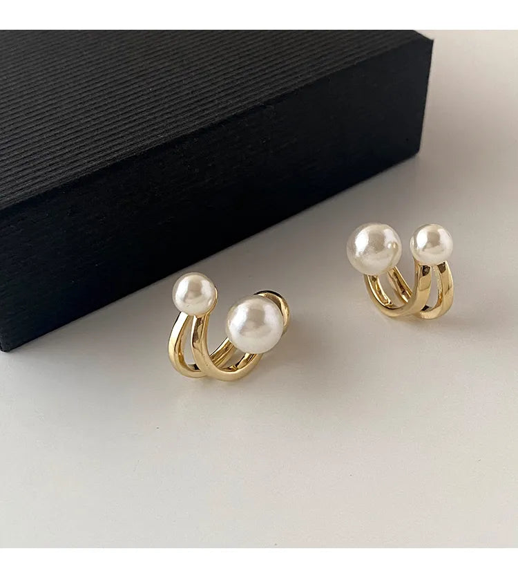 2023 New Retro Light Luxury Pearl Stud Earrings Korean Simple Jewelry Christmas Party Girl's Temperament Accessories For Woman