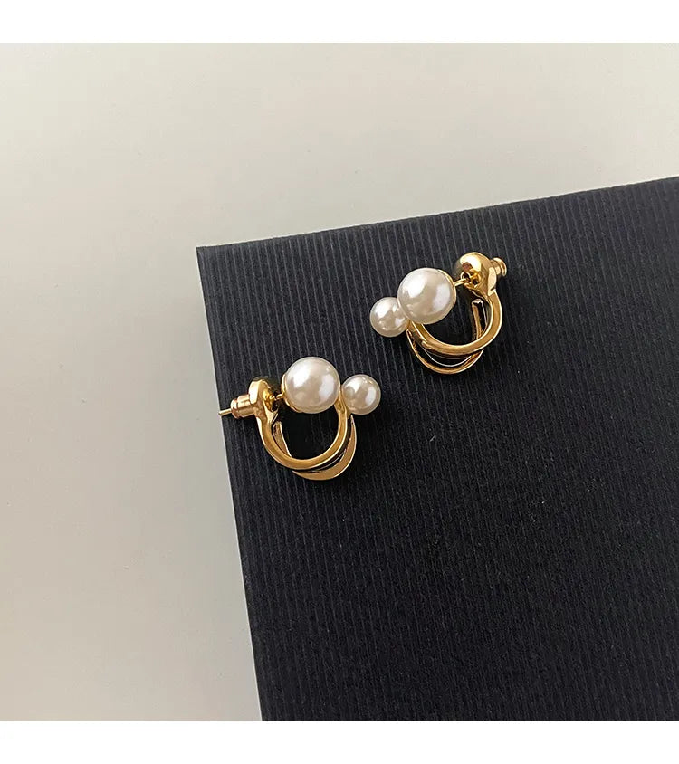 2023 New Retro Light Luxury Pearl Stud Earrings Korean Simple Jewelry Christmas Party Girl's Temperament Accessories For Woman